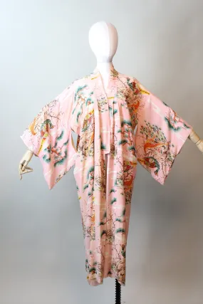 1940s KIMONO pheasant CACTUS print all sizes | new spring summer