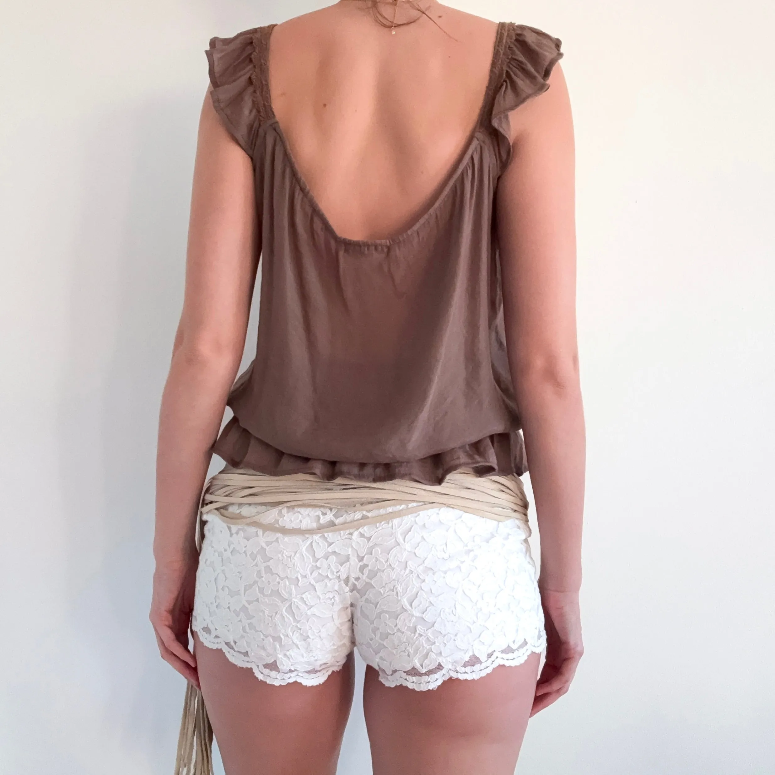 2010's Light Brown Boho Peasant Top / SZ M/L