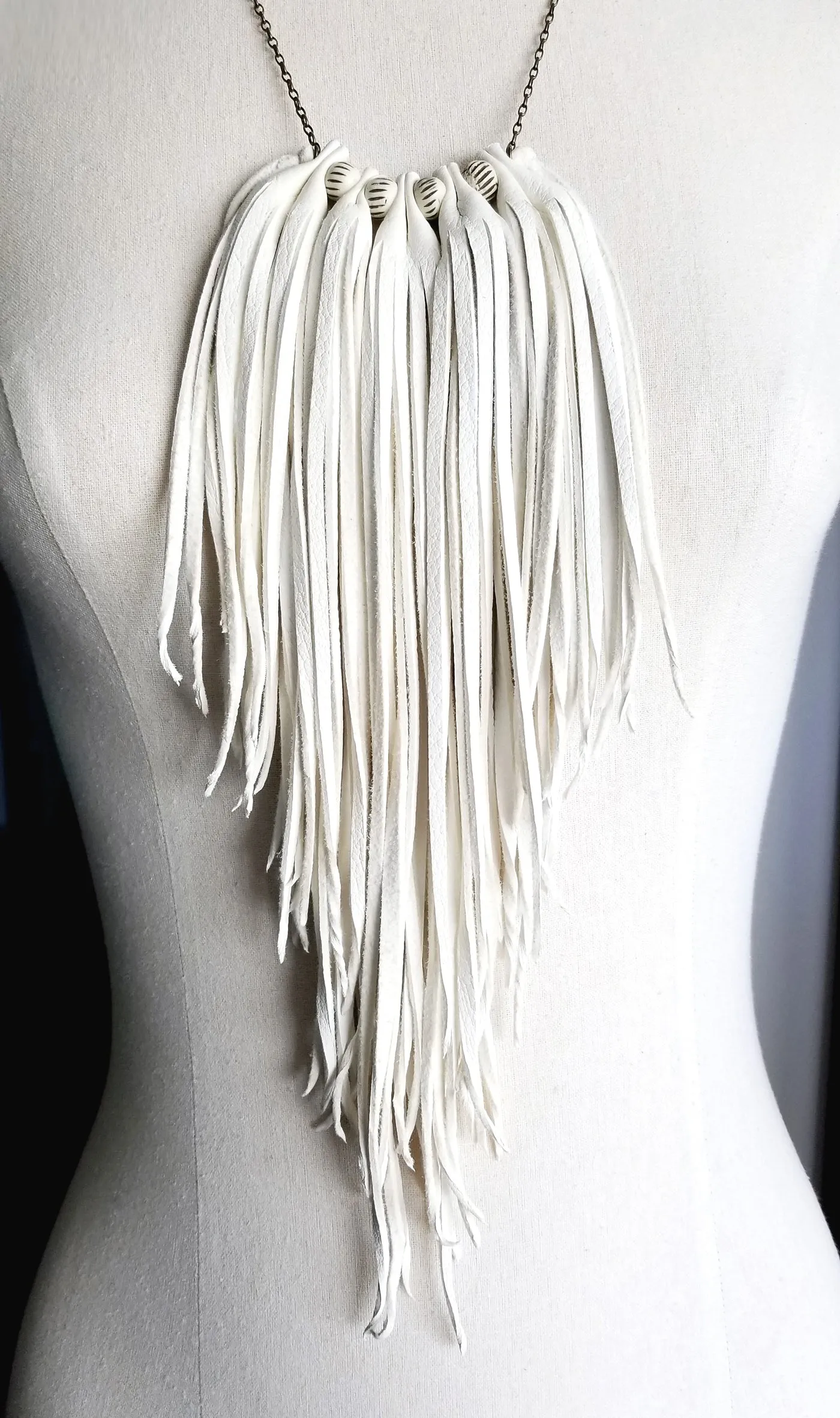 Badu Fringe Leather Necklace | African Mala & South American Acai Beads