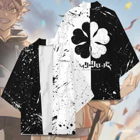 Black And White Kimono Coat Black Clover