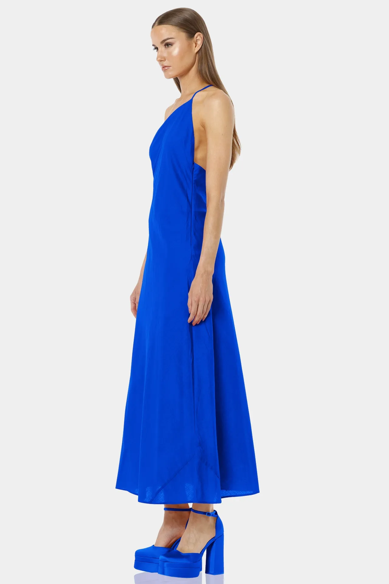 Blue One Shoulder Maxi Dress