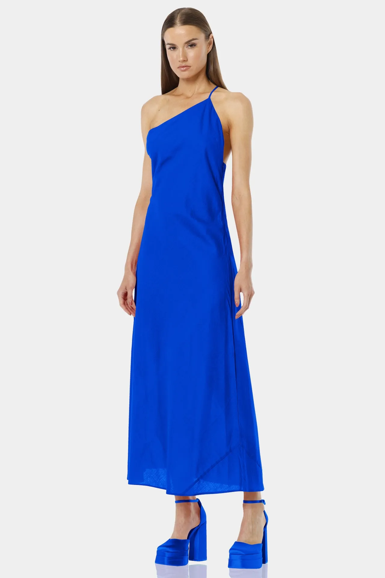 Blue One Shoulder Maxi Dress