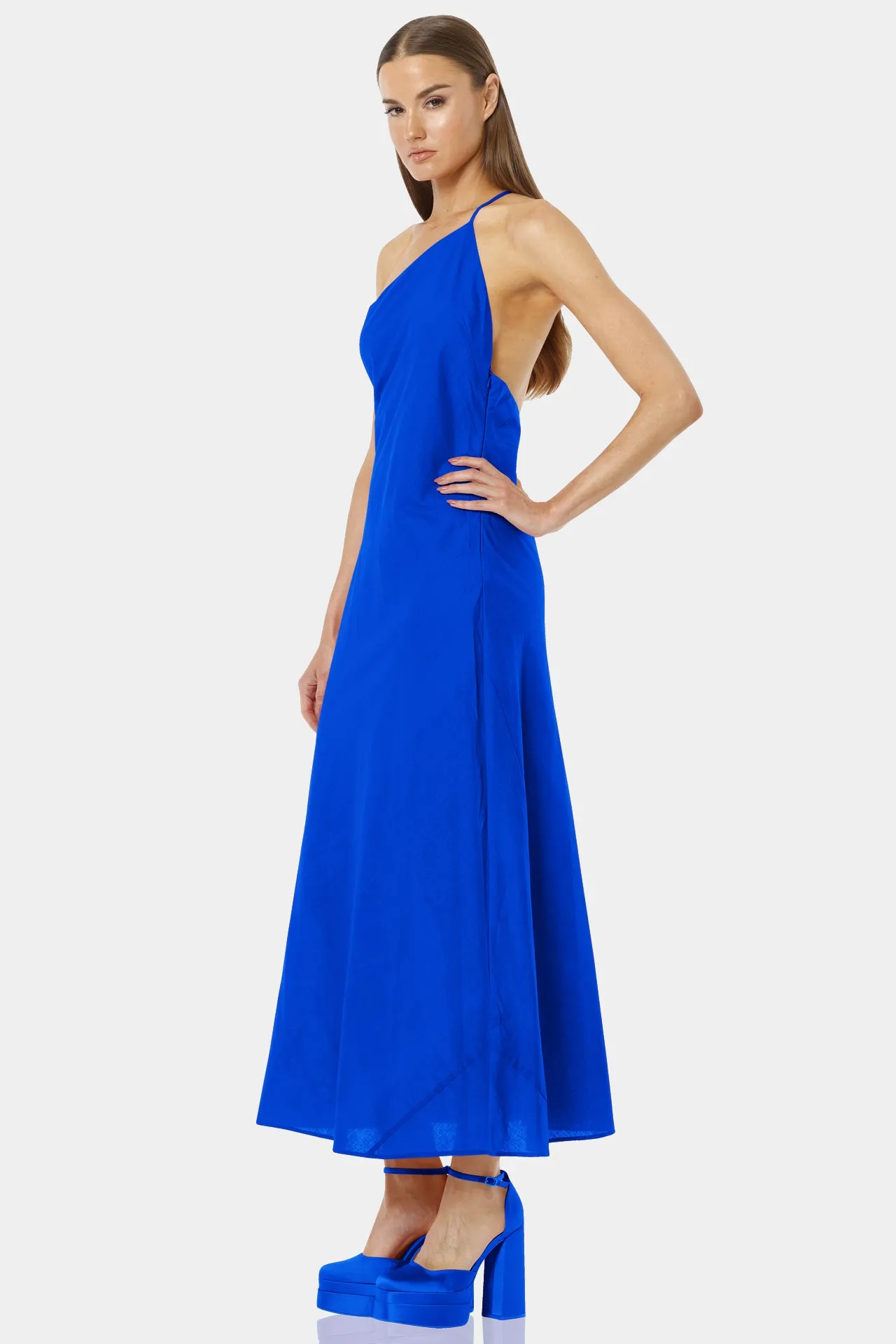 Blue One Shoulder Maxi Dress