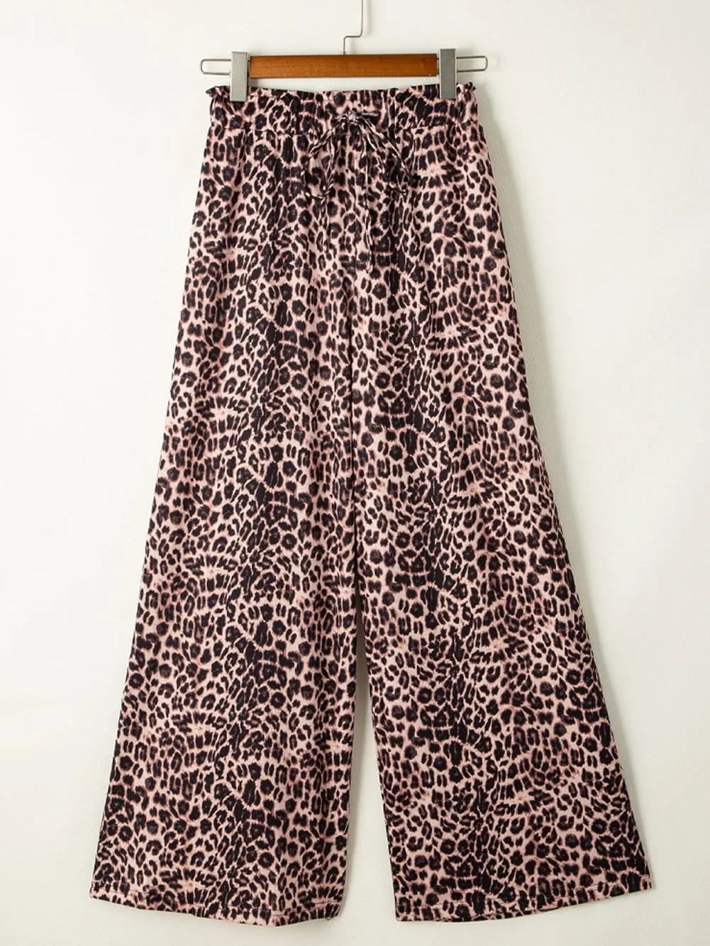 Bohemian Desert Palm Leopard Wide Leg Trousers