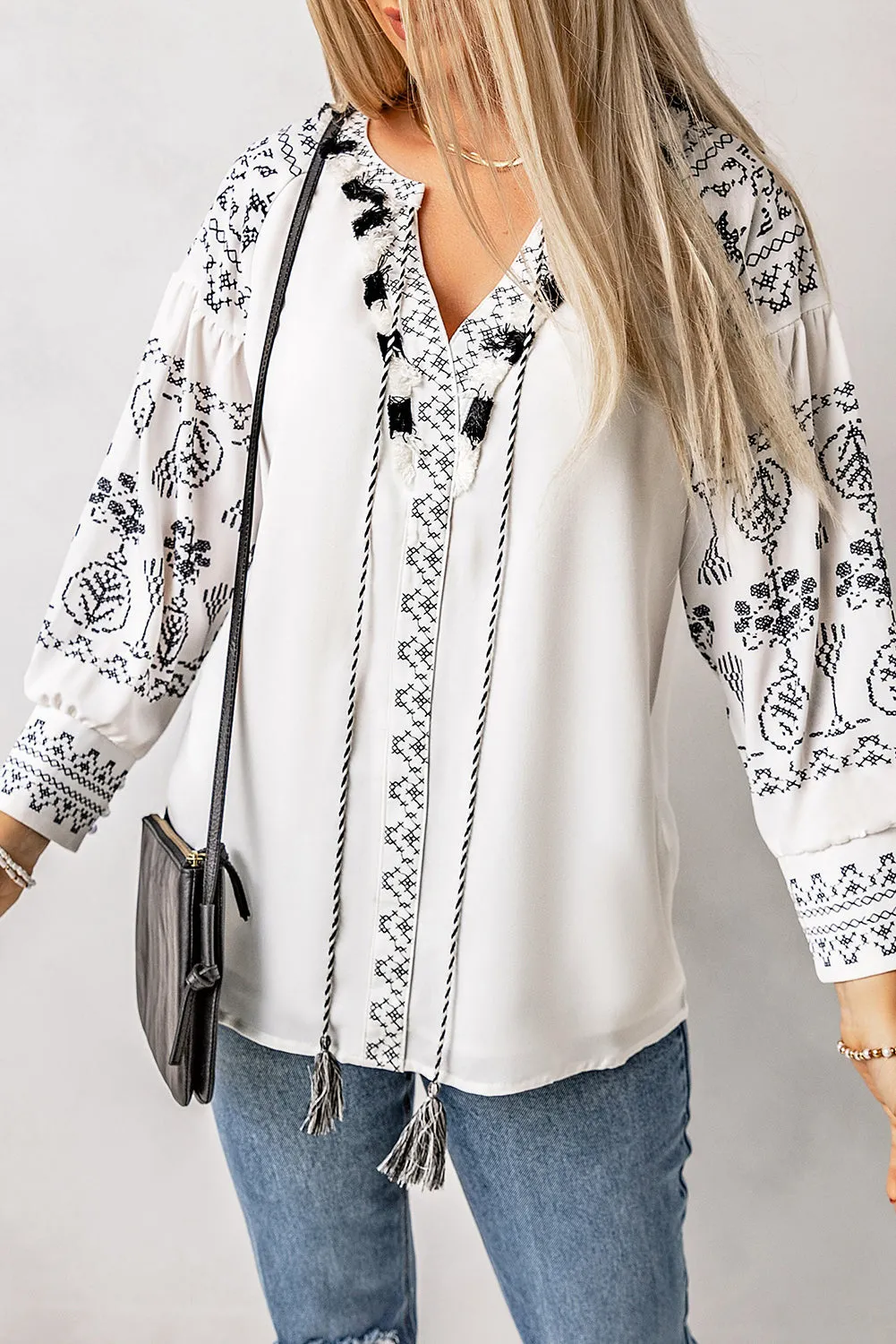 Boho Printed Puff Sleeve Blouse