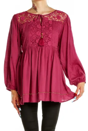 Burgundy Lace Boho Tunic Top