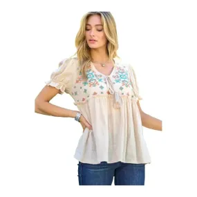 Davi & Dani Top Boho Beige Coral Mint