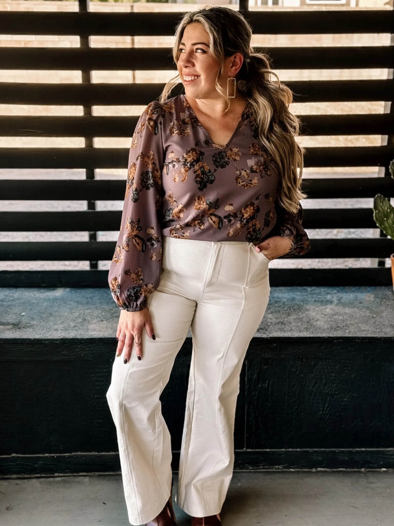 Desert Blossom Western Boho V-Neck Blouse, Sugar Plum