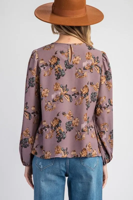 Desert Blossom Western Boho V-Neck Blouse, Sugar Plum