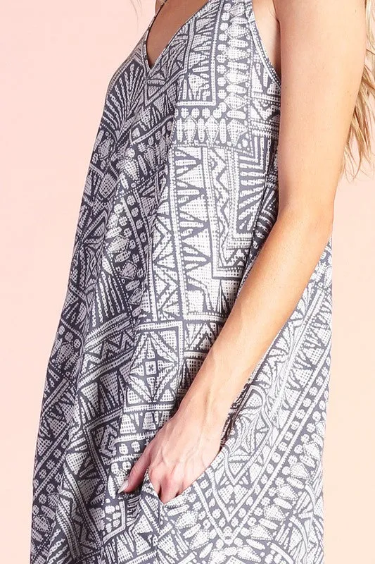 Distressed Geo Cocoon Cami Maxi