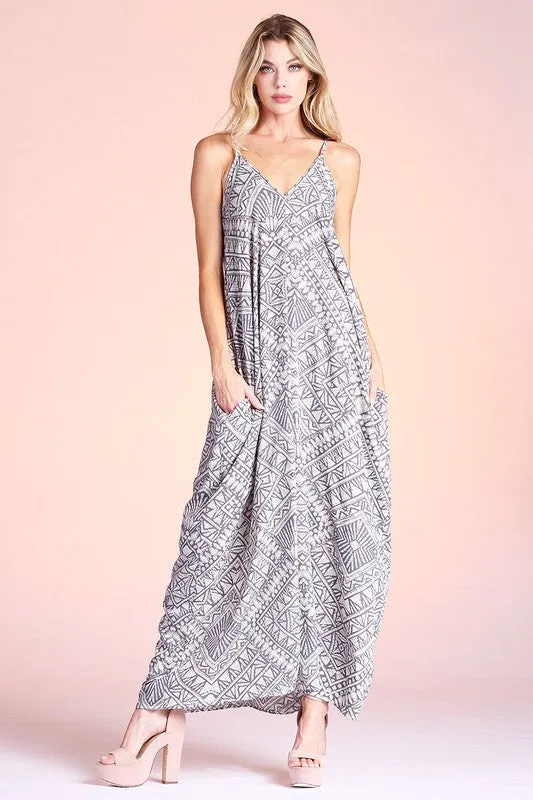 Distressed Geo Cocoon Cami Maxi