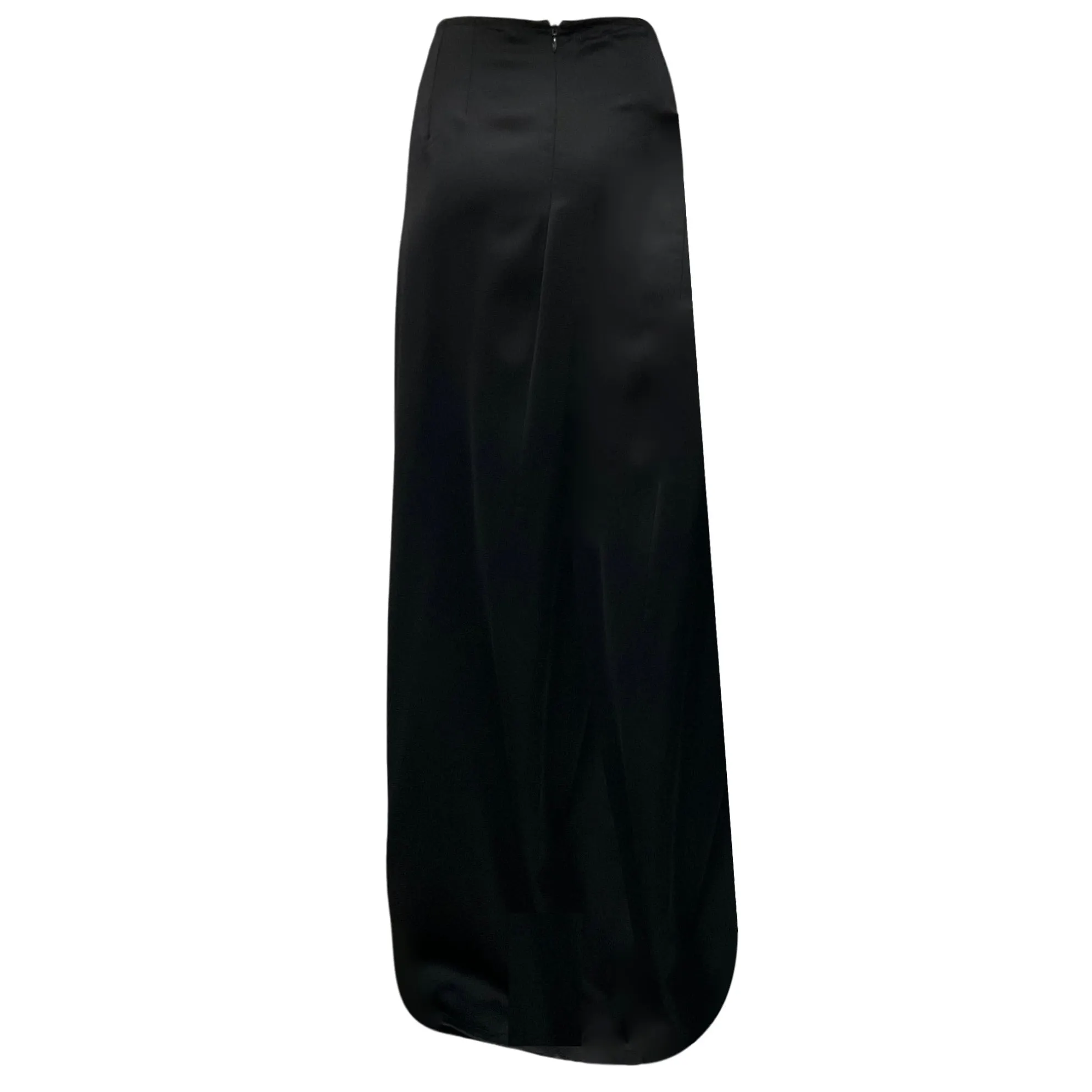 Dries Van Noten Black Ruffled Draped Crepe Maxi Skirt