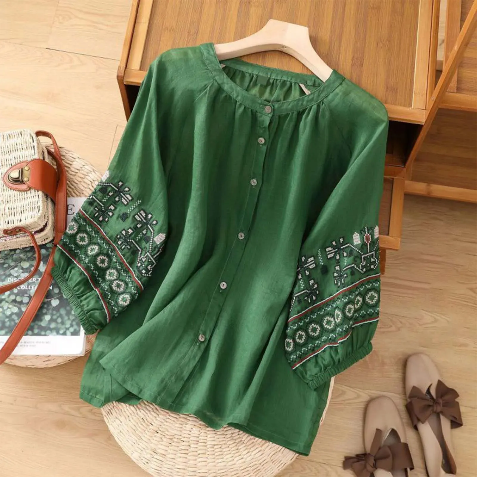 Elegant Embroidered Summer Blouse for Women