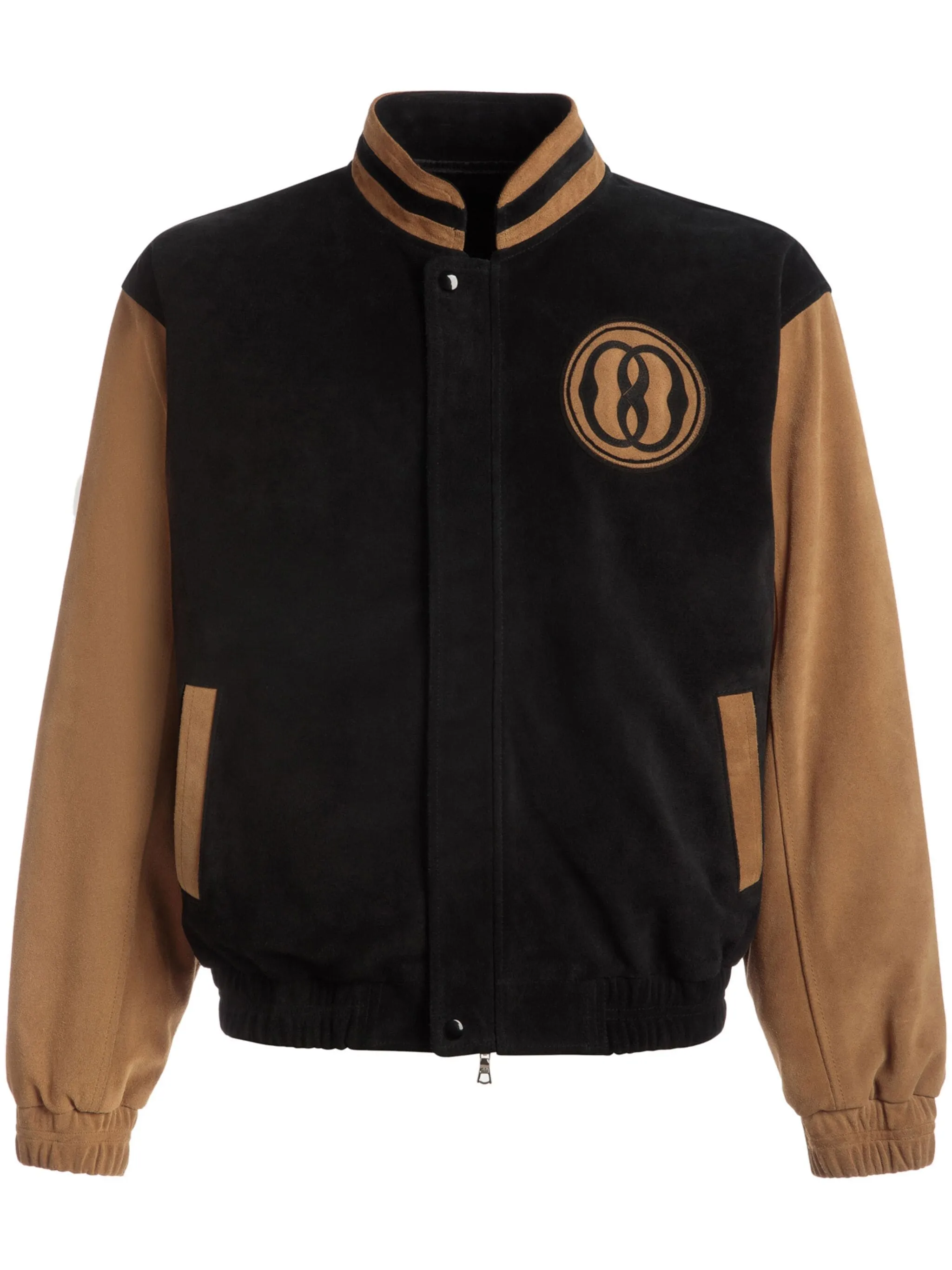 Emblem Logo-Patch Suede Bomber Jacket