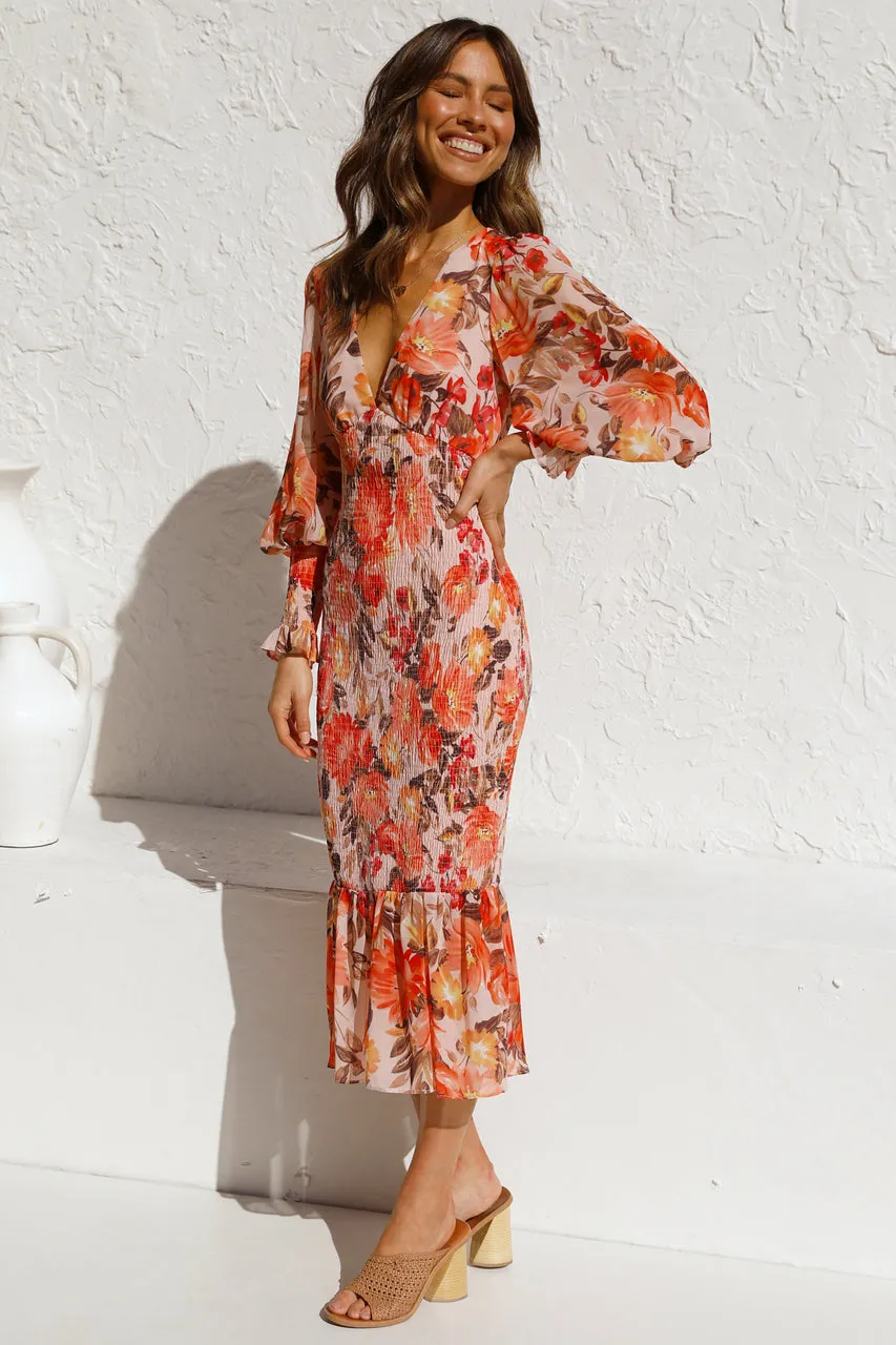 FashionSierra - Women Sexy V Neck Floral Printed Ruffle Maxi Dresses