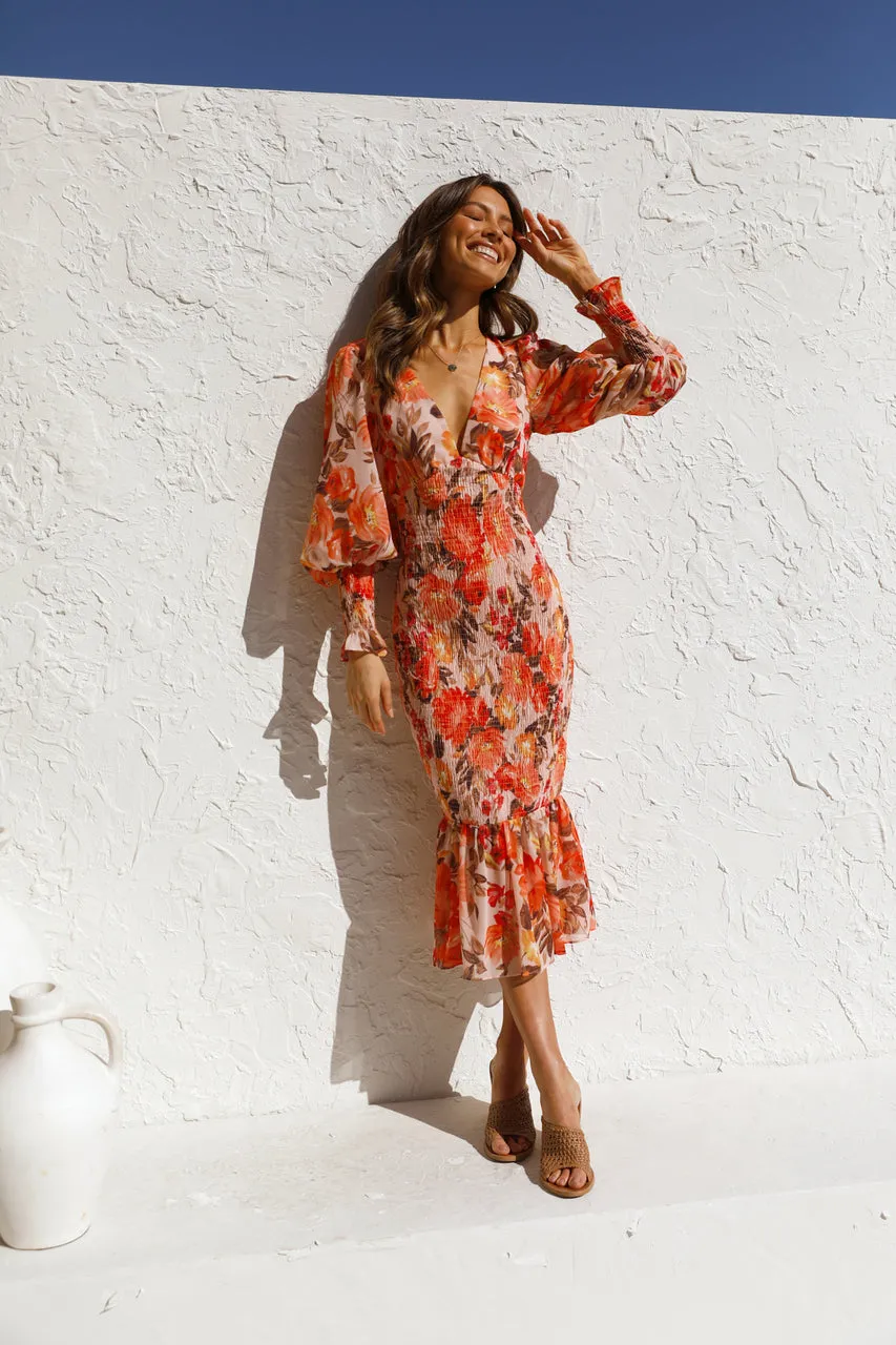 FashionSierra - Women Sexy V Neck Floral Printed Ruffle Maxi Dresses