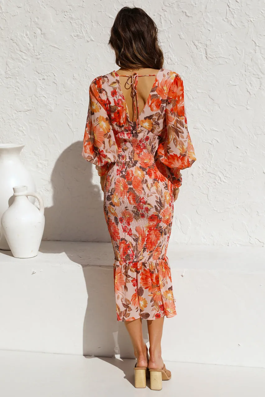 FashionSierra - Women Sexy V Neck Floral Printed Ruffle Maxi Dresses