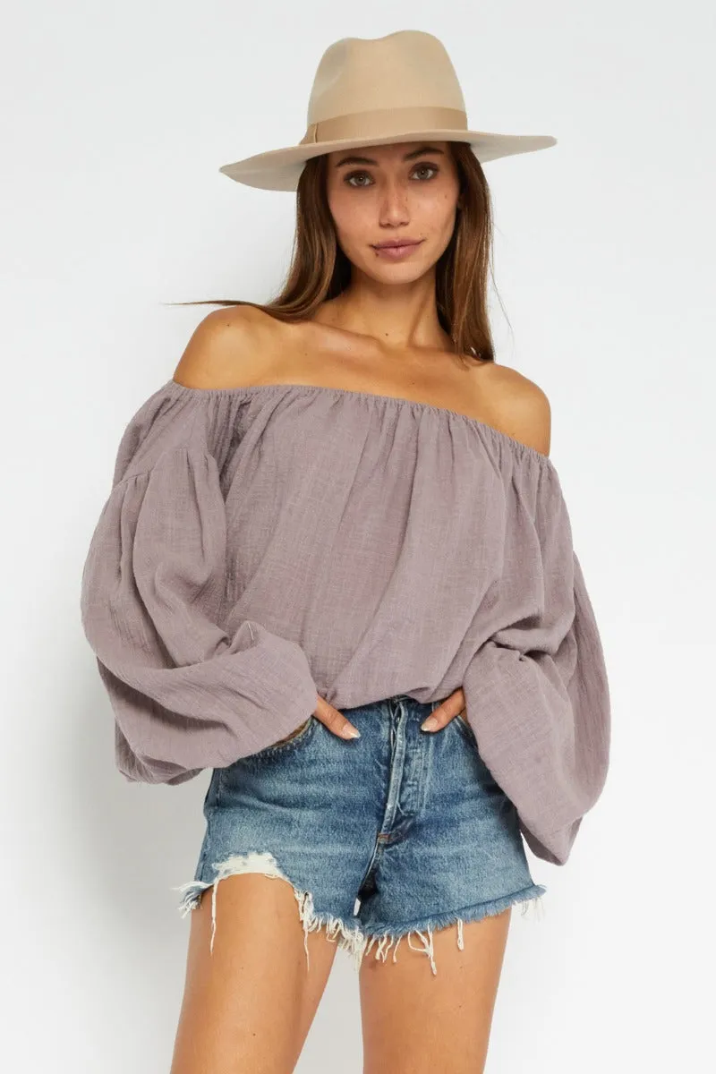 Gauze Off Shoulder Top