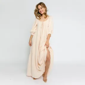 Goddess Babydoll Maxi Dress (Blush)