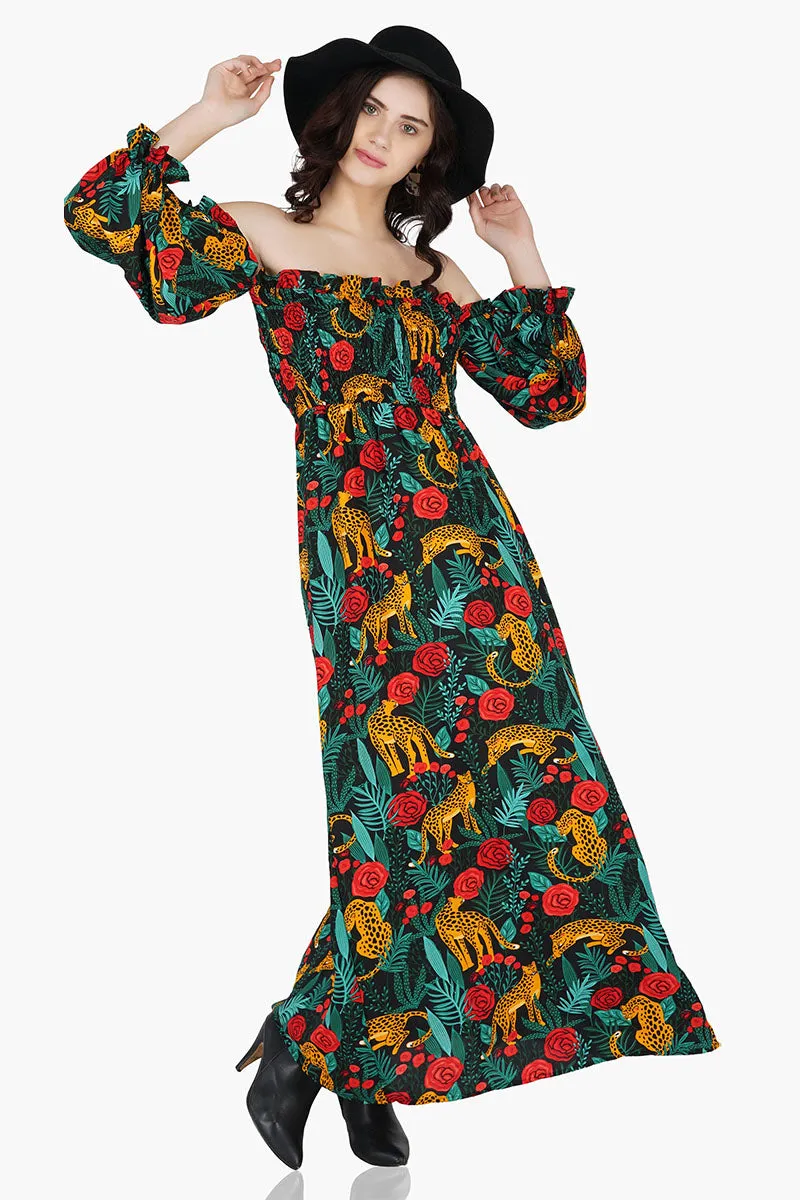 Jaguar Paradise Maxi Shirred Dress