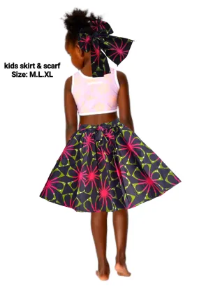 Kids / Girls  Skirt & Scarf Set-Floral IB42