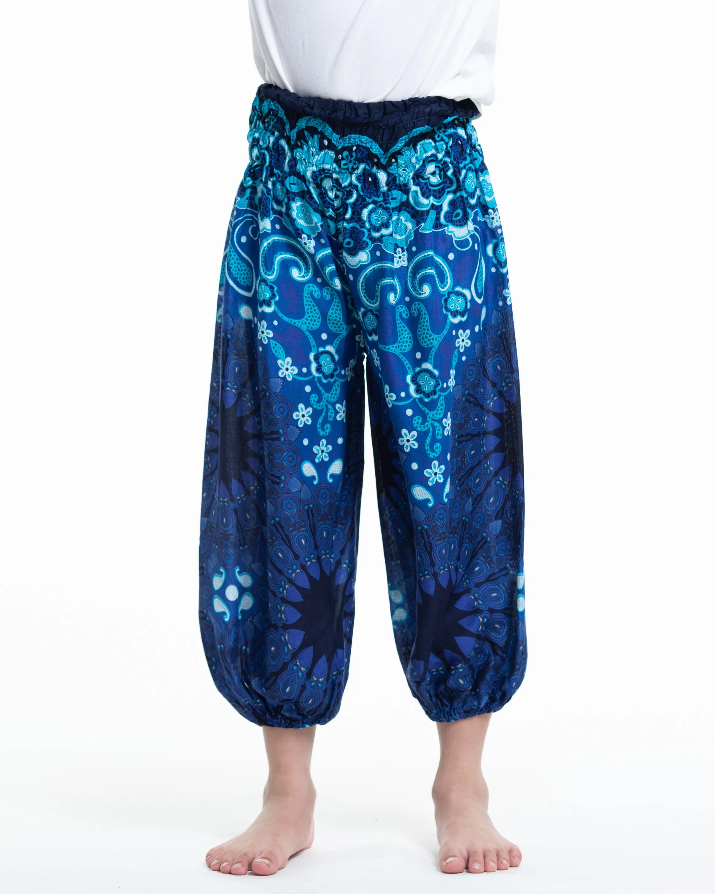 Kids Paisley Mandalas Harem Pants in Blue