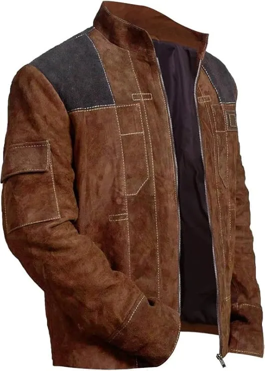 Leather Jackets Hub Mens Genuine Cow suede Leather Jacket (Suede-Tan, Star Wars) - LJH1074