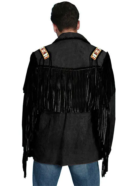 Men's Black Boar Suede Fringe Jacket by Scully 902-19