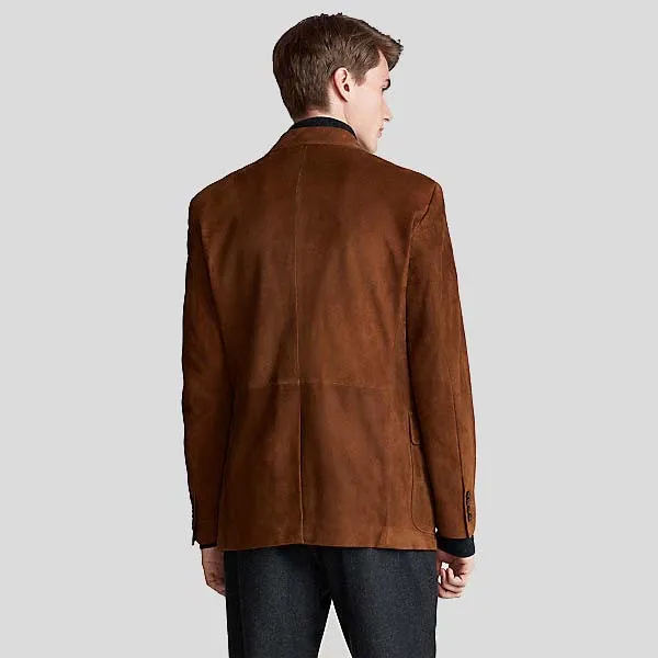 Mens Dark Brown Suede Leather Blazer