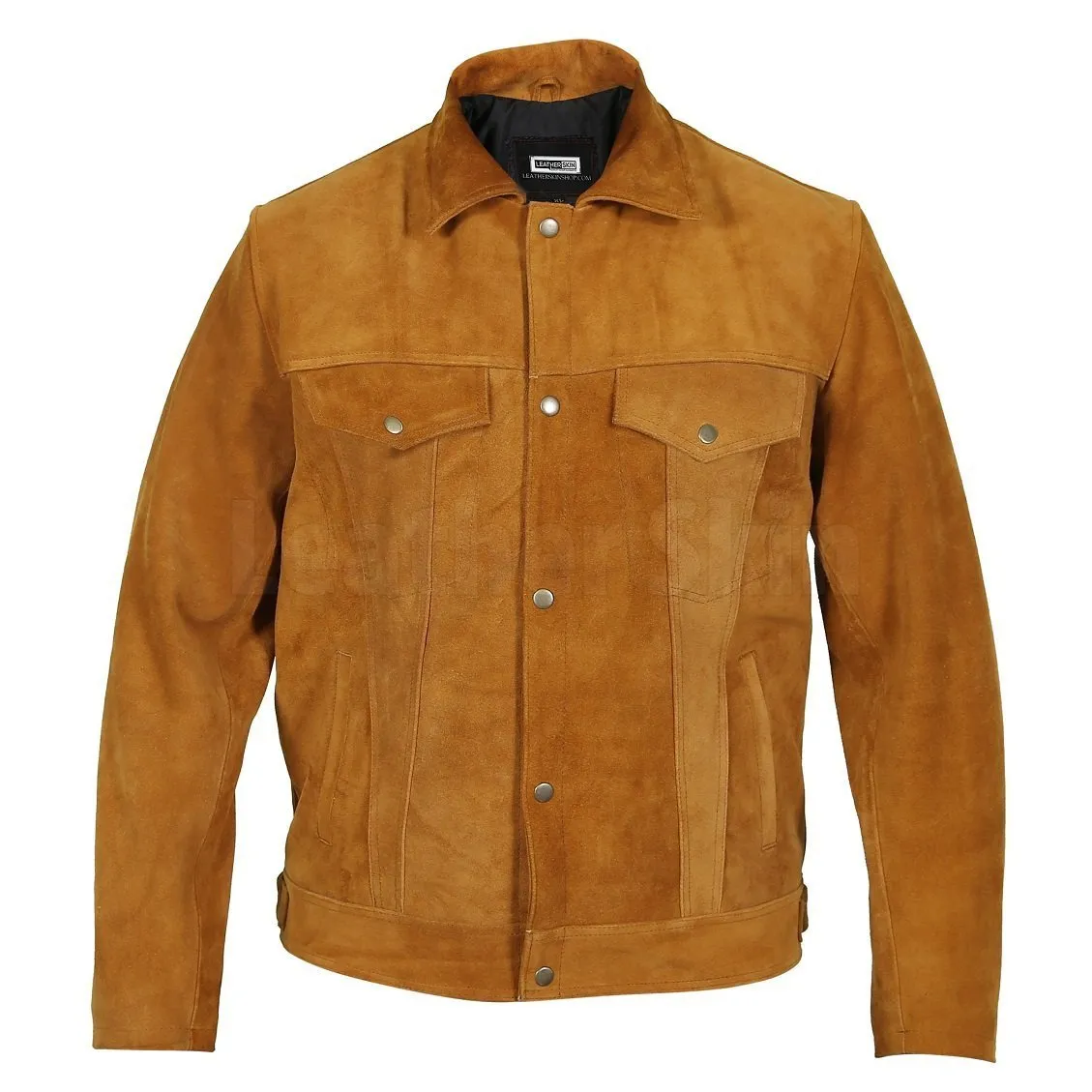 Mens Tan Suede Genuine Leather Jacket