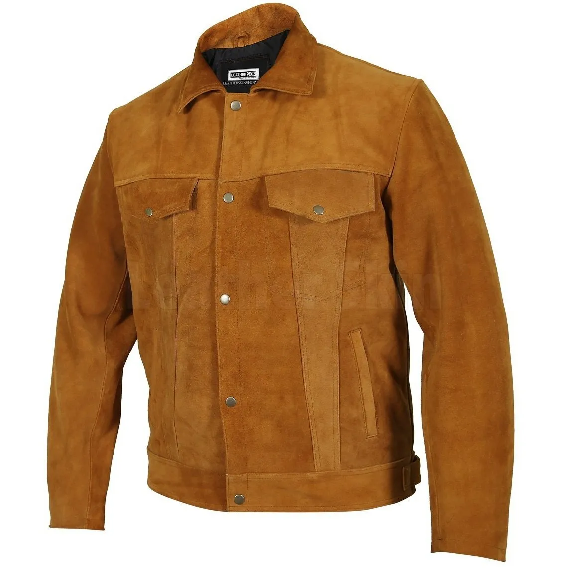 Mens Tan Suede Genuine Leather Jacket