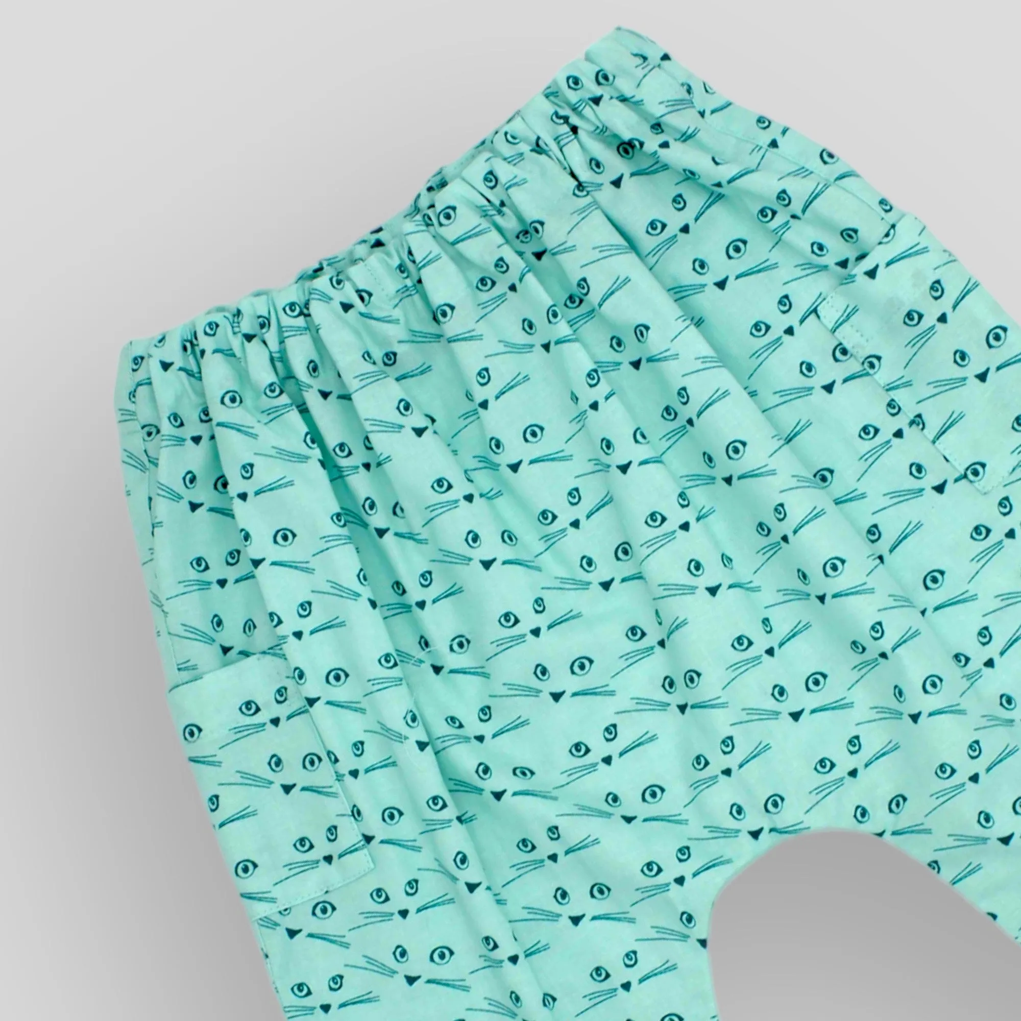 Mint Green Cat Harem Pants for Babies and Toddlers