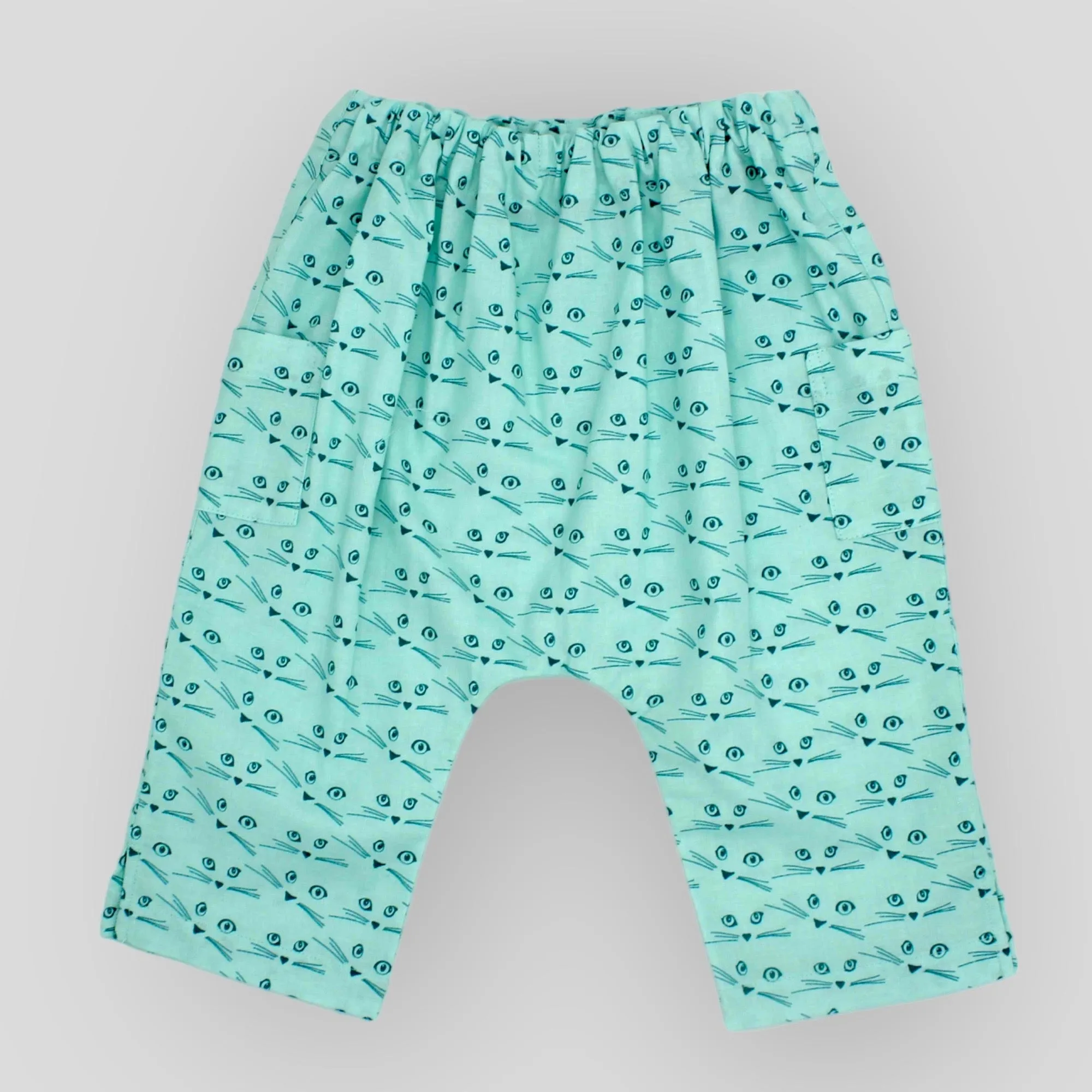 Mint Green Cat Harem Pants for Babies and Toddlers