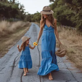 Mom and Daughter Denim Matching Cami Dress