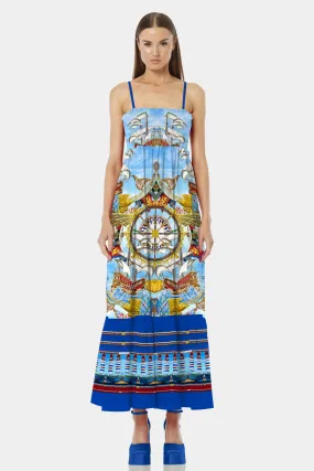 Nautical Flair Luxury Maxi Dress