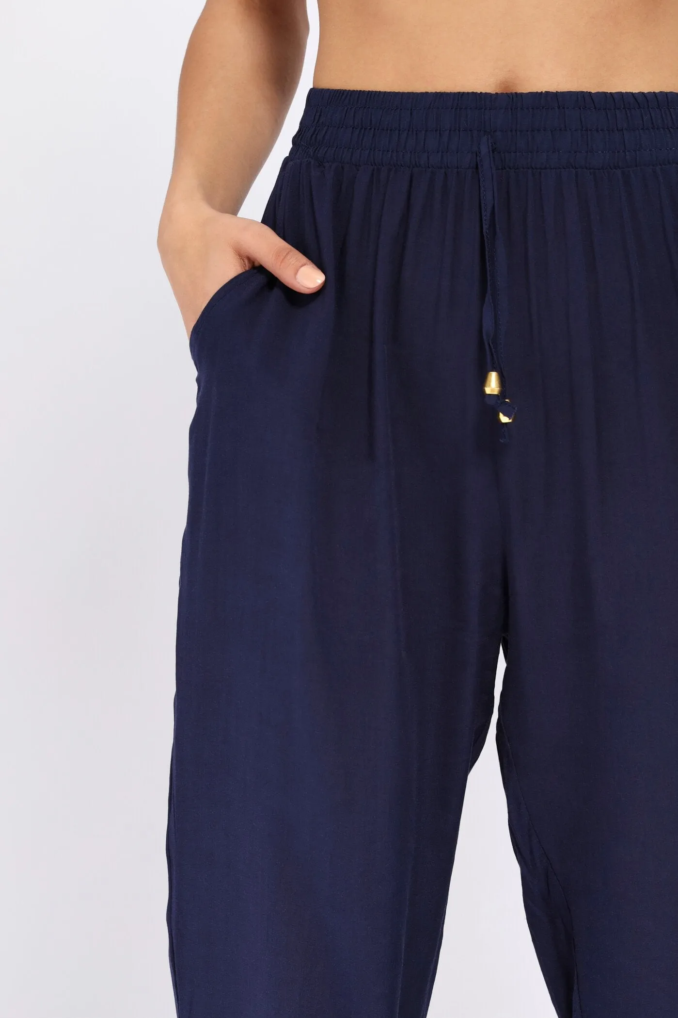 Navy Loose Fit Harem Pants