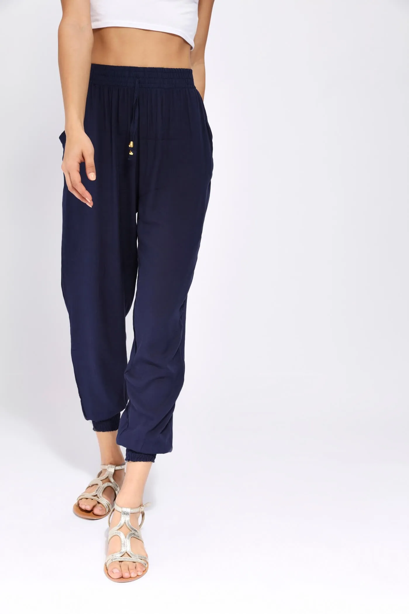 Navy Loose Fit Harem Pants