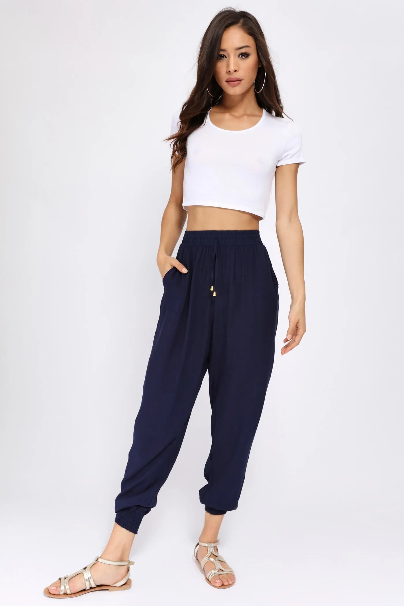 Navy Loose Fit Harem Pants