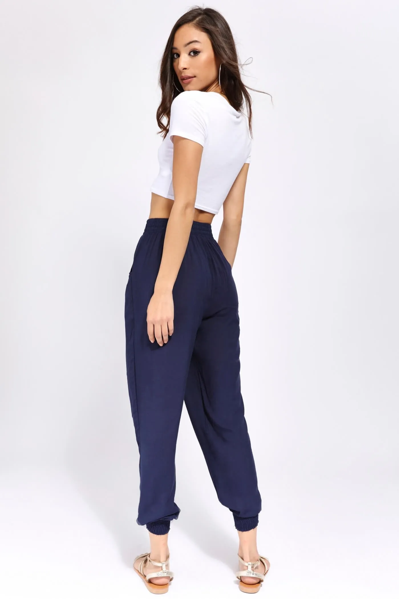 Navy Loose Fit Harem Pants