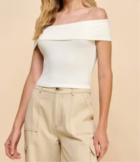 Off Shoulder Ribbed Top