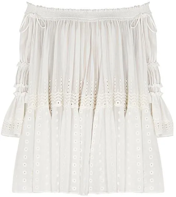 Off-the-shoulder Broderie Anglaise Cotton-Voile Top