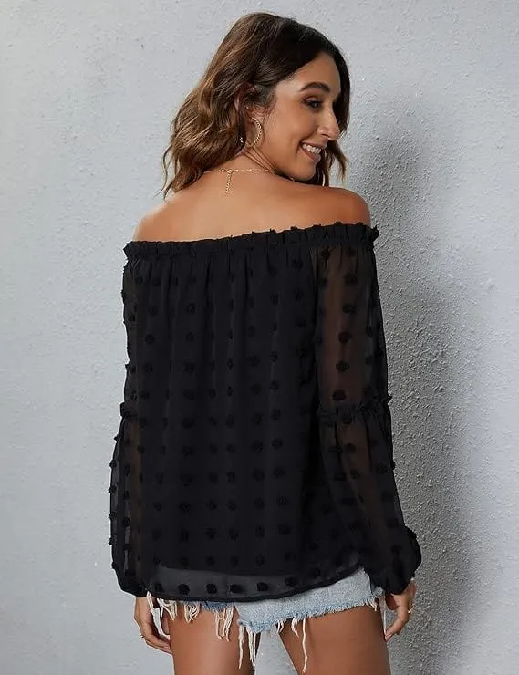 Off The Shoulder Tops Chiffon Blouses