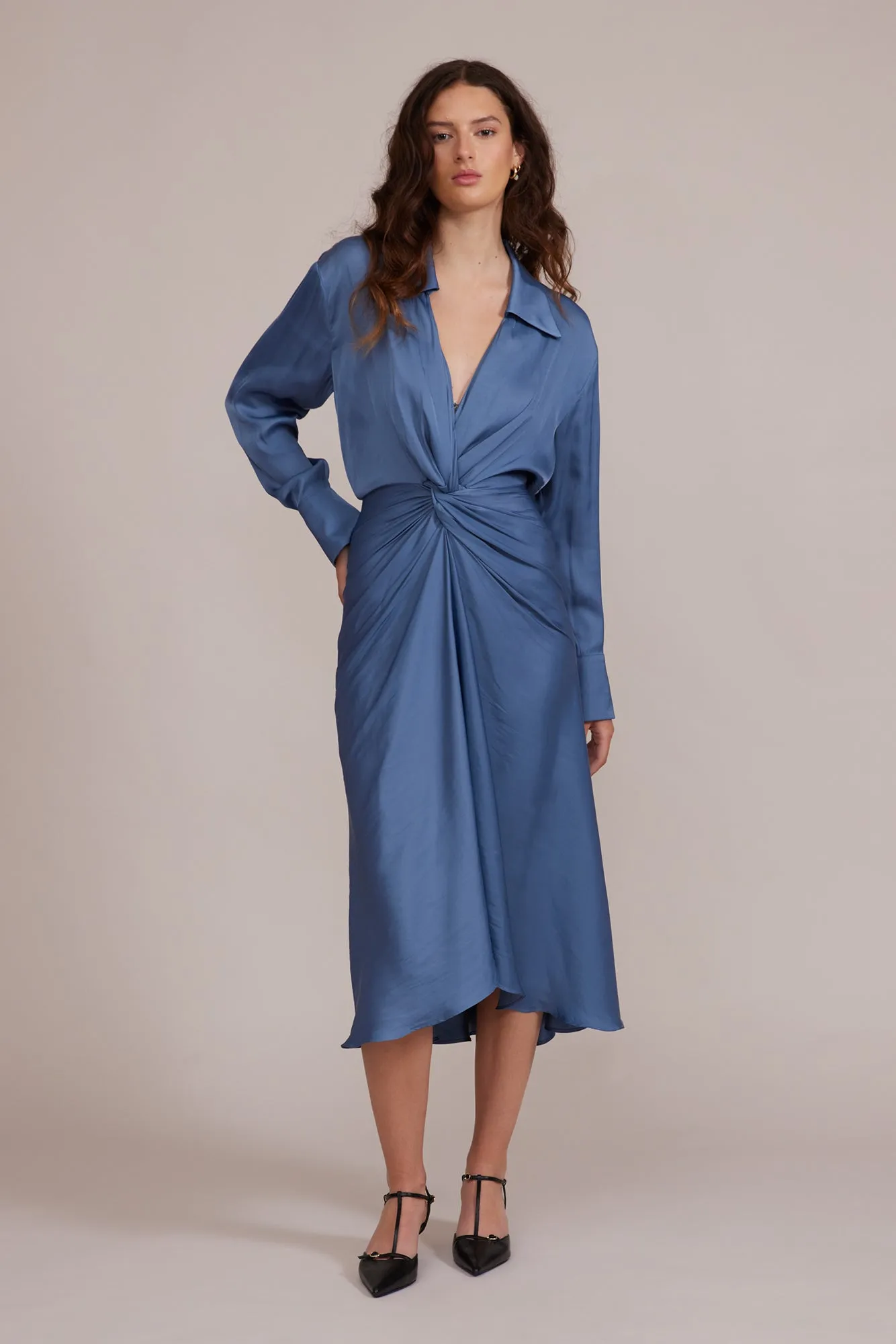 Paige Wrap Dress - Slate Blue