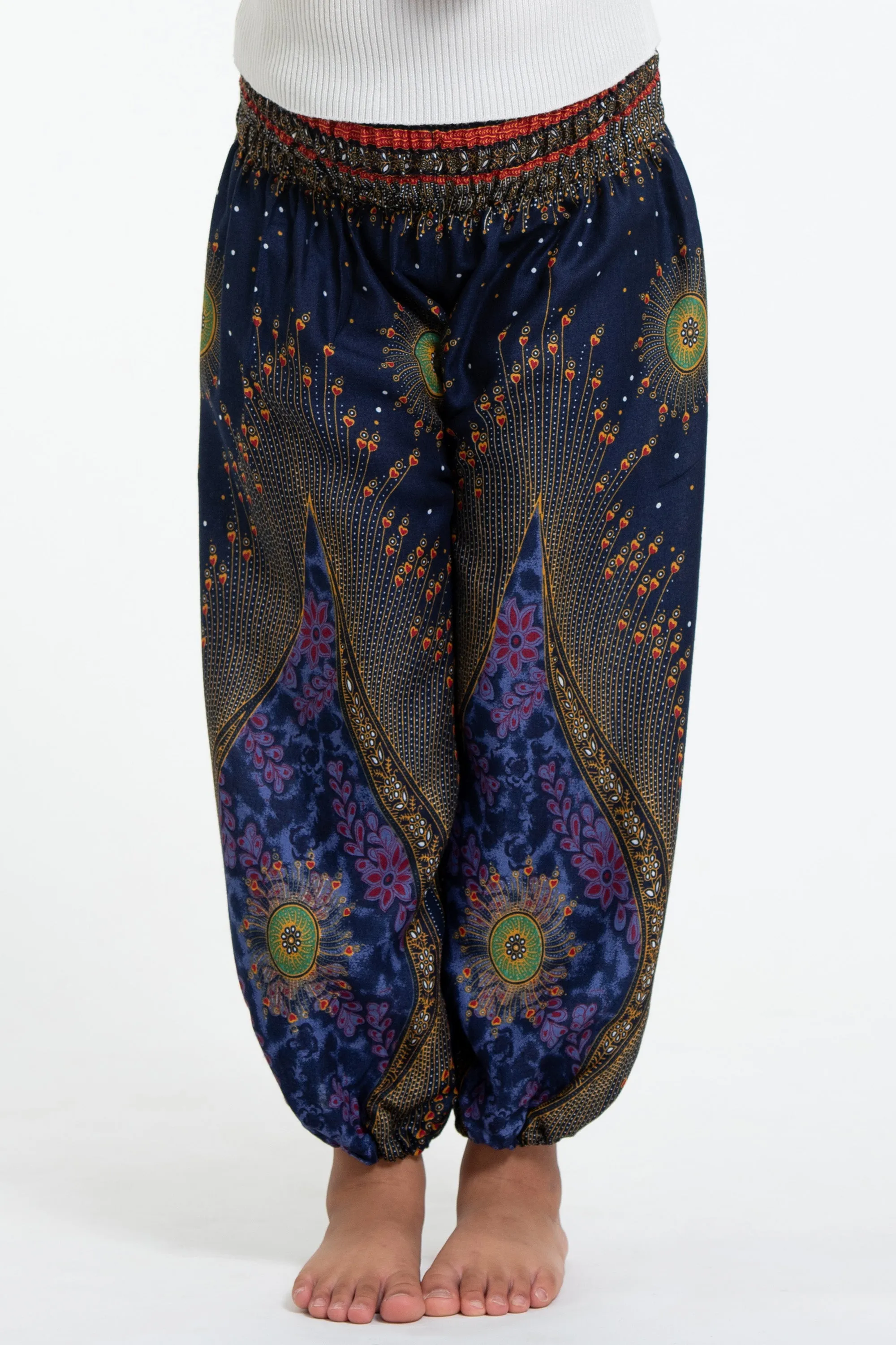 Peacock Eye Kids Harem Pants in Navy