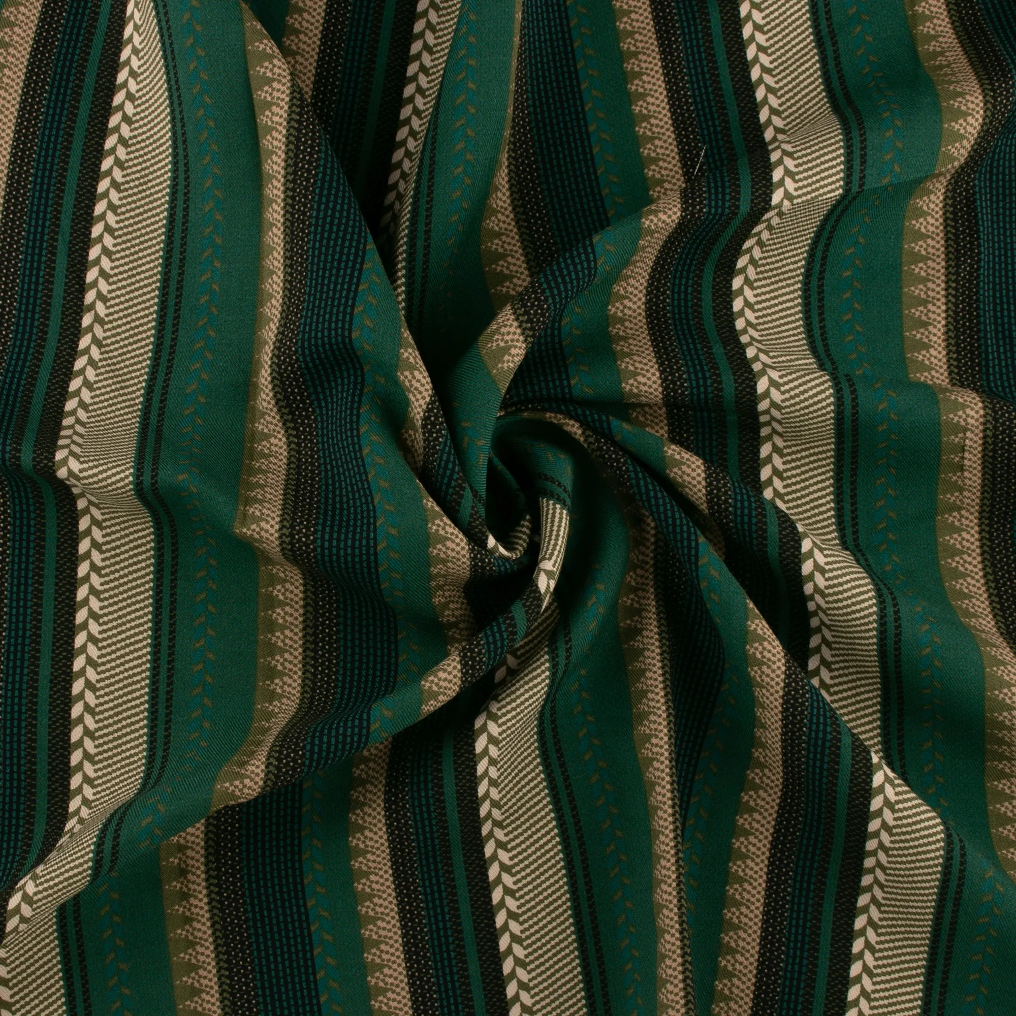 Rayon Twill - BOHO - Stripes - Green