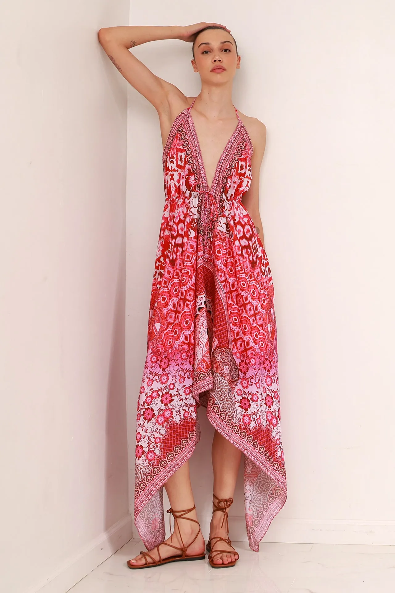 Red Scarf Dress for Women