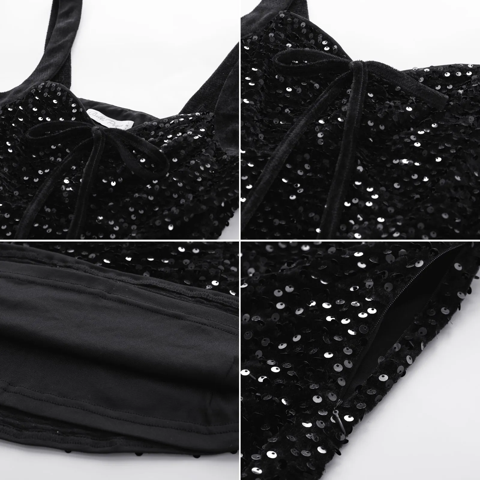 Seckill Offer⌛Sparkly Sequin Tops for Women Velvet Strappy Camis Tank Tops Night Party