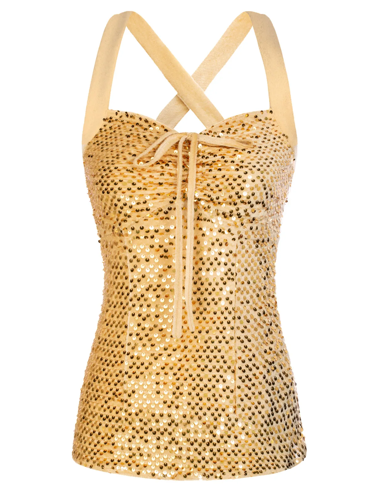 Seckill Offer⌛Sparkly Sequin Tops for Women Velvet Strappy Camis Tank Tops Night Party