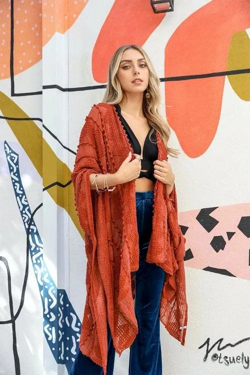 Soft Embroidered Zig Zag Kimono