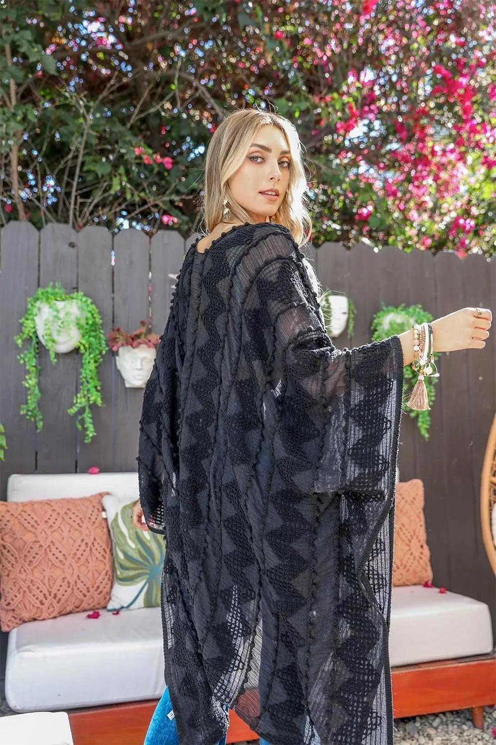 Soft Embroidered Zig Zag Kimono